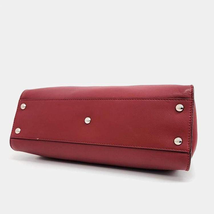 Pre Owned Fendi Burgundy Leather Regular Monster Peekaboo Bag 