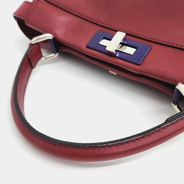 Pre Owned Fendi Burgundy Leather Regular Monster Peekaboo Bag 