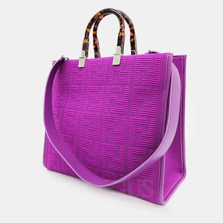 Fendi Purple FF Fabric Medium Sunshine Shopper Tote Bag