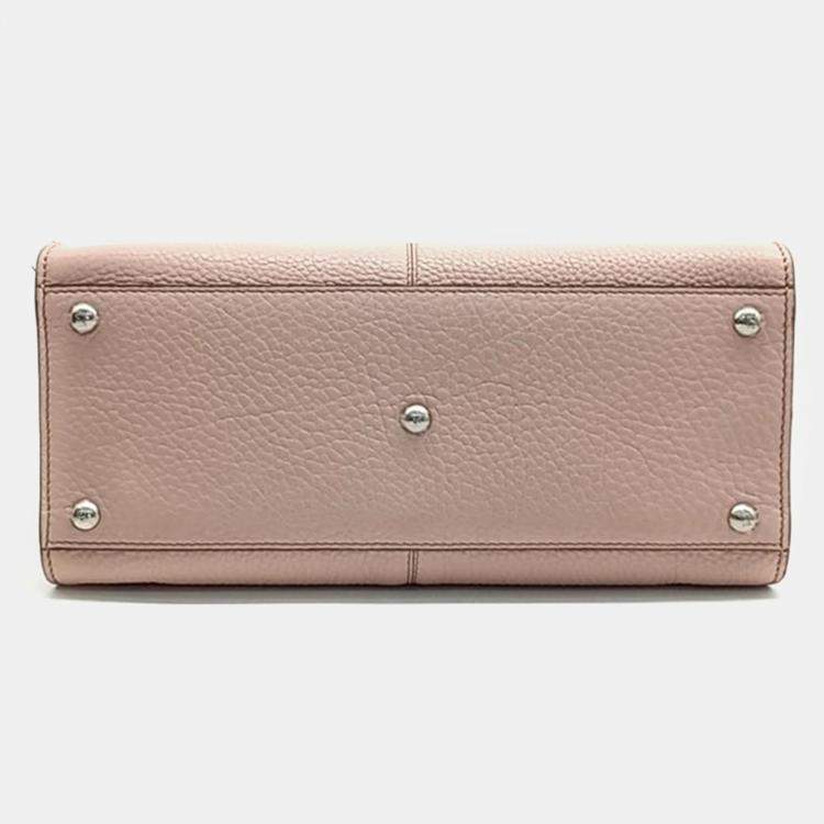 Pre Owned Fendi Pink Leather Selleria Peekaboo Shoulder Bag