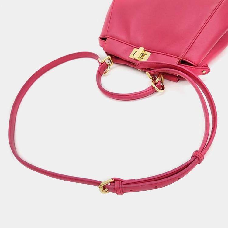 Pre Owned Fendi Beige Leather Peekaboo Mini Handbag