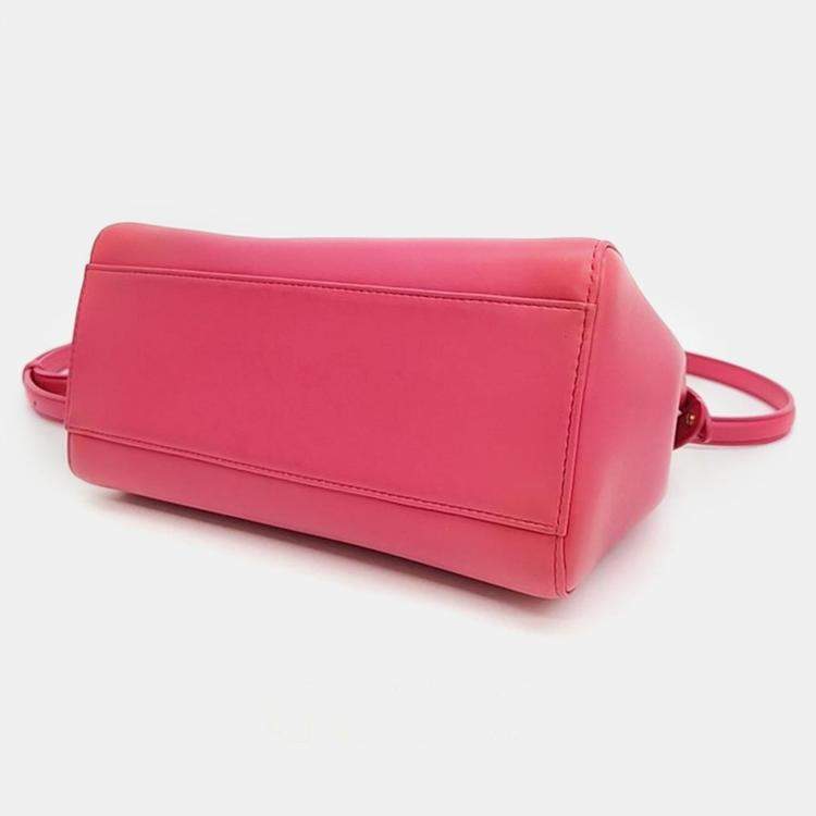 Pre Owned Fendi Beige Leather Peekaboo Mini Handbag