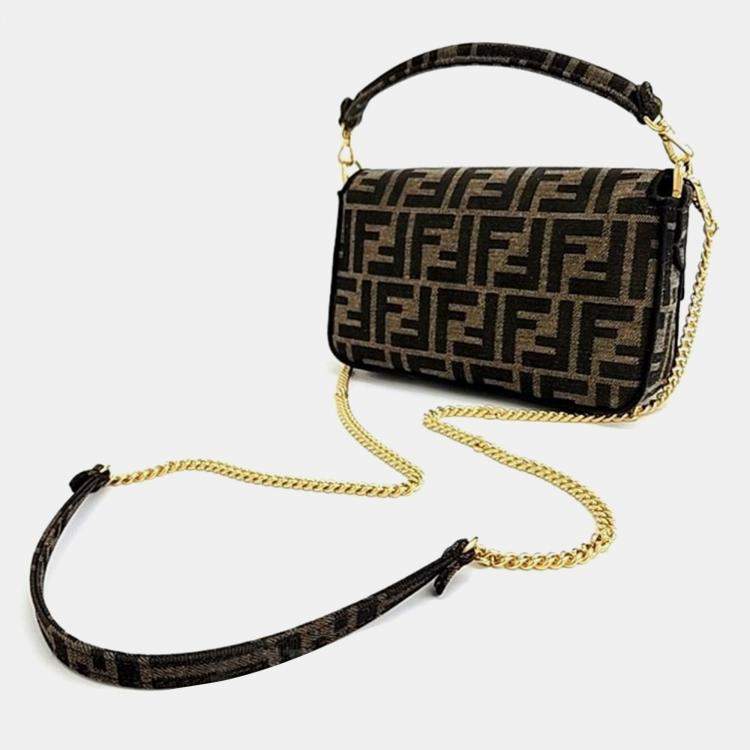 Pre Owned Fendi Brown Fabric Zucca Baguette Mini Top Handle Bag