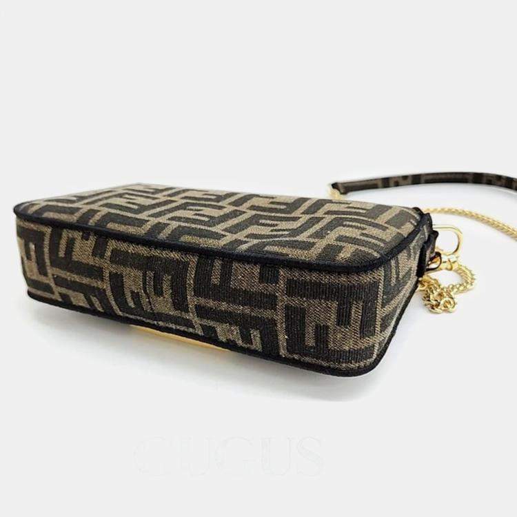 Pre Owned Fendi Brown Fabric Zucca Baguette Mini Top Handle Bag
