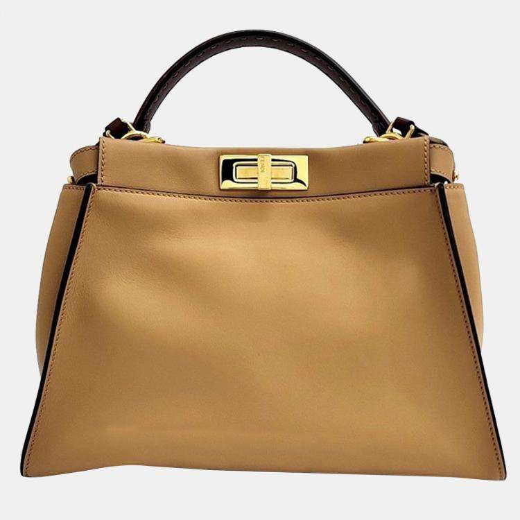 Pre Owned Fendi Brown Leather Peekaboo Medium Handbag