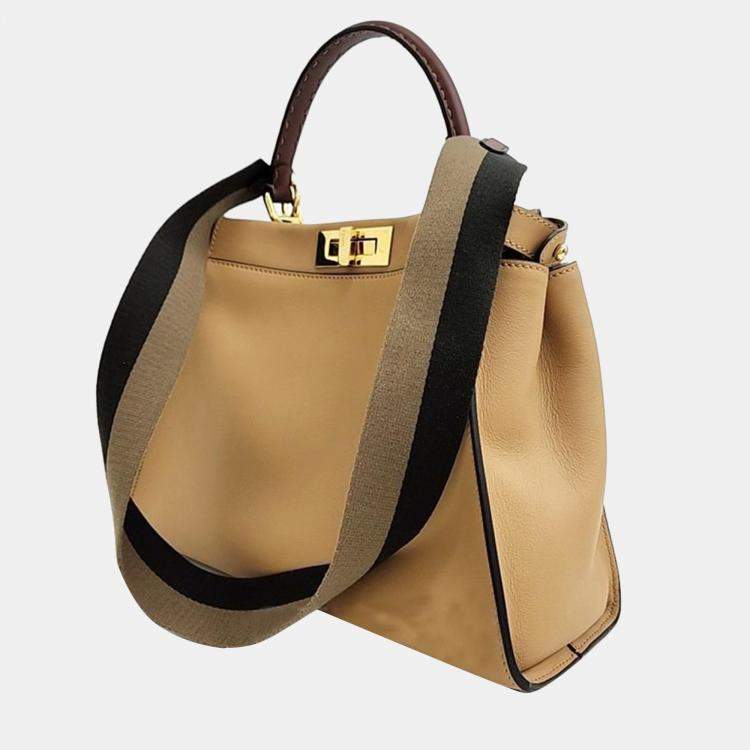 Pre Owned Fendi Brown Leather Peekaboo Medium Handbag