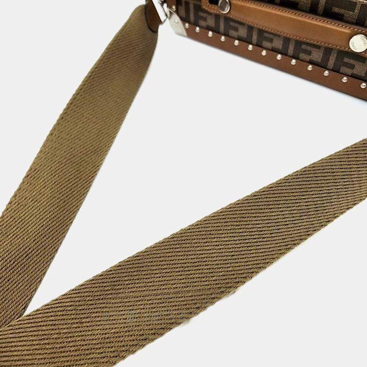 Pre Owned Fendi Brown Leather Ff Monogram Small Suitcase 