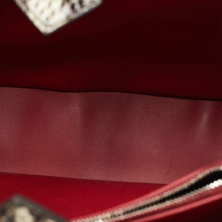 Pre Owned Fendi Black/white Snakeskin Leather Small Flowerland 2Jours Tote