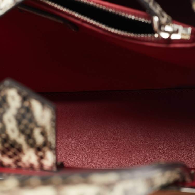Pre Owned Fendi Black/white Snakeskin Leather Small Flowerland 2Jours Tote