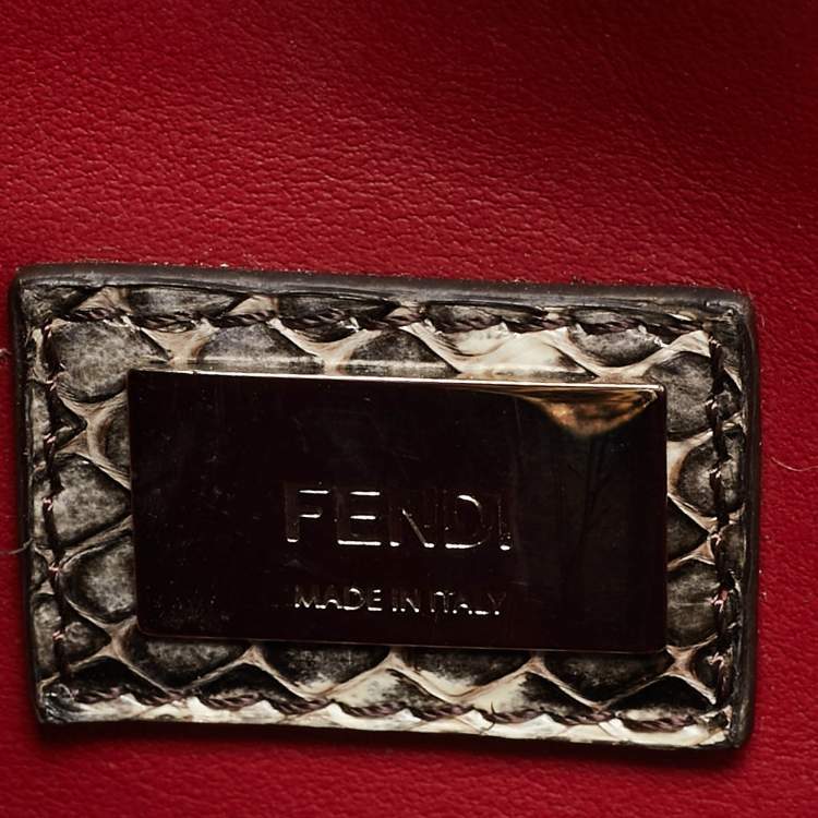 Pre Owned Fendi Black/white Snakeskin Leather Small Flowerland 2Jours Tote