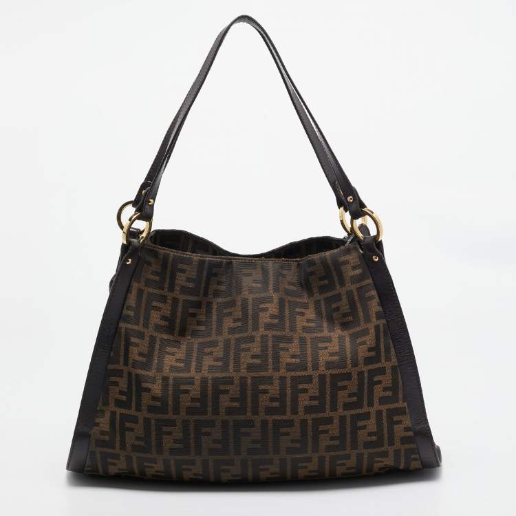 Pre Owned Fendi Tobacco Zucca Canvas and Leather Chef Tote