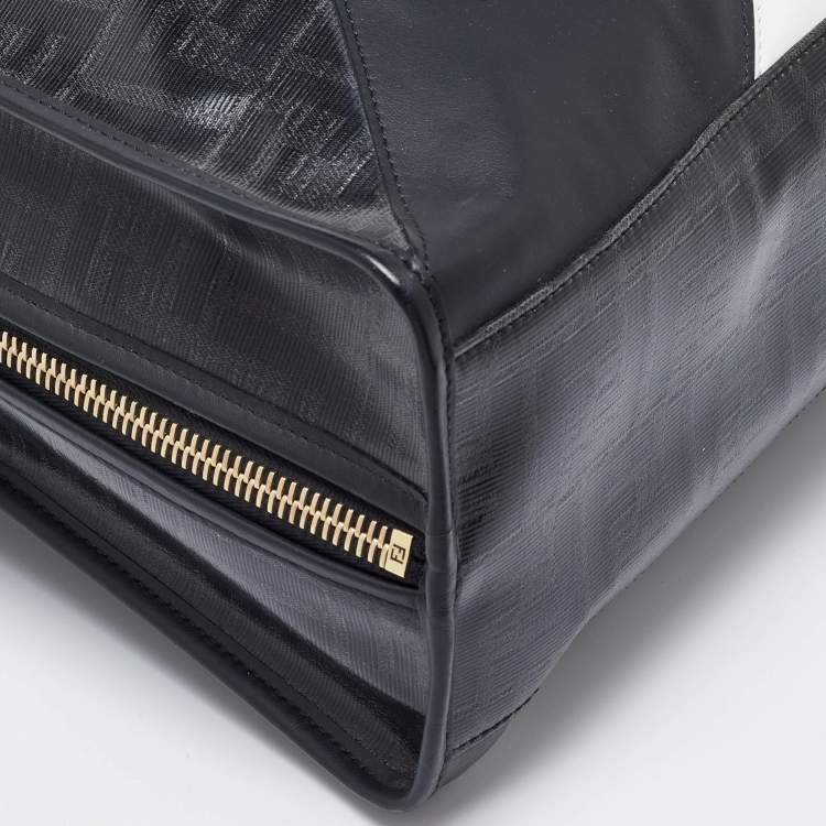 Pre Owned Fendi Black/Grey Zucca Coated Canvas Peekaboo Defender Cover