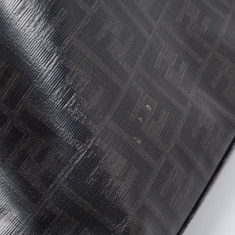 Pre Owned Fendi Black/Grey Zucca Coated Canvas Peekaboo Defender Cover