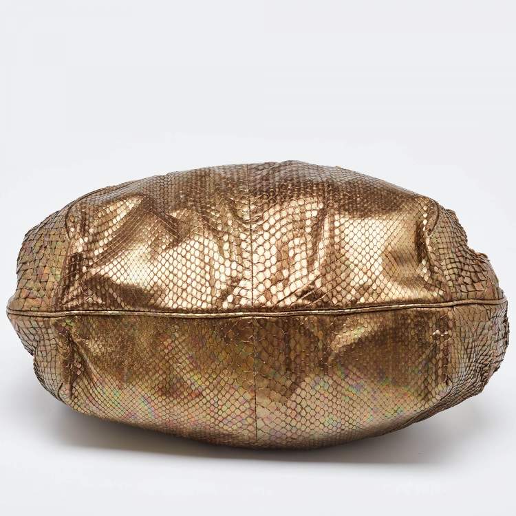 Pre Owned Fendi Gold Python and Metal Mesh Spy Hobo