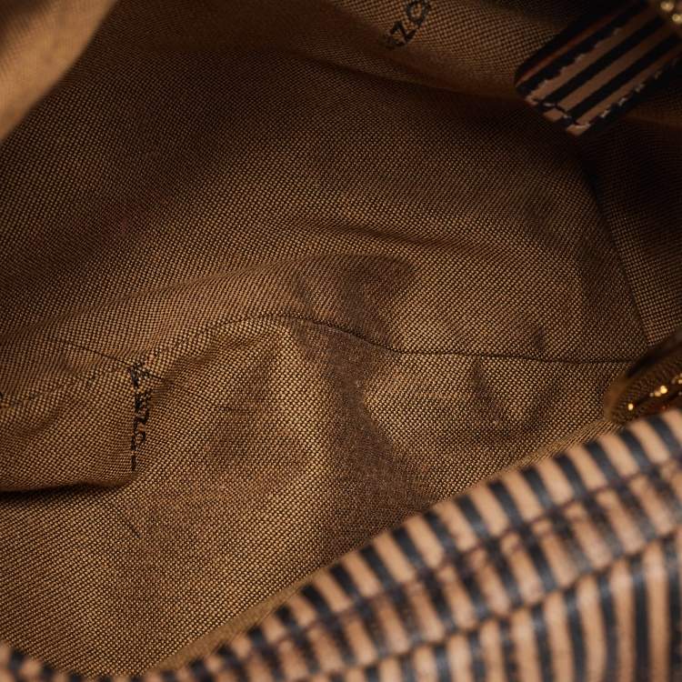 Pre Owned Fendi Brown/Black Stripe Perforated Leather Chef Chain Hobo