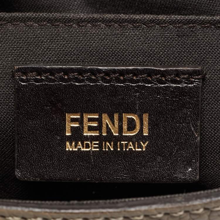 Pre Owned Fendi Beige Leather Flap Crossbody Bag