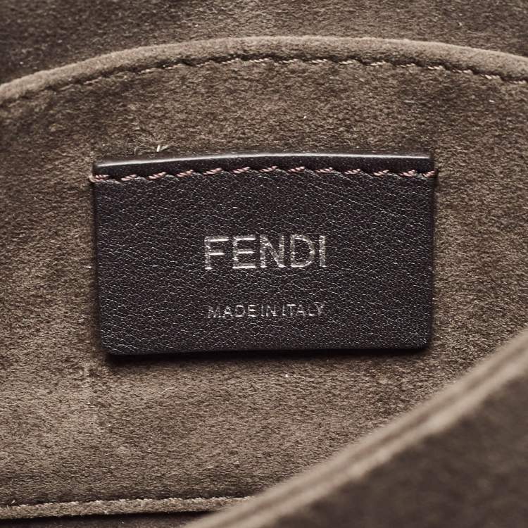 Pre Owned Fendi Brown/Blue Leather Studded Mini Kan I Ribbon Whipstitch Shoulder Bag