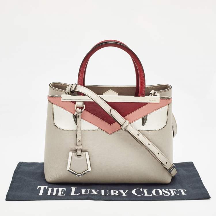 Pre Owned Fendi Tricolor Leather Mini Monster Eye 2Jours Tote