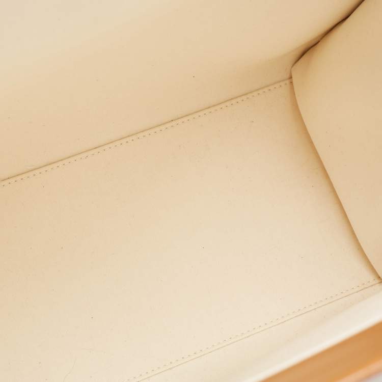 Pre Owned Fendi Brown/Off White Canvas and Patent Leather Medium Sunshine Shopper Tote