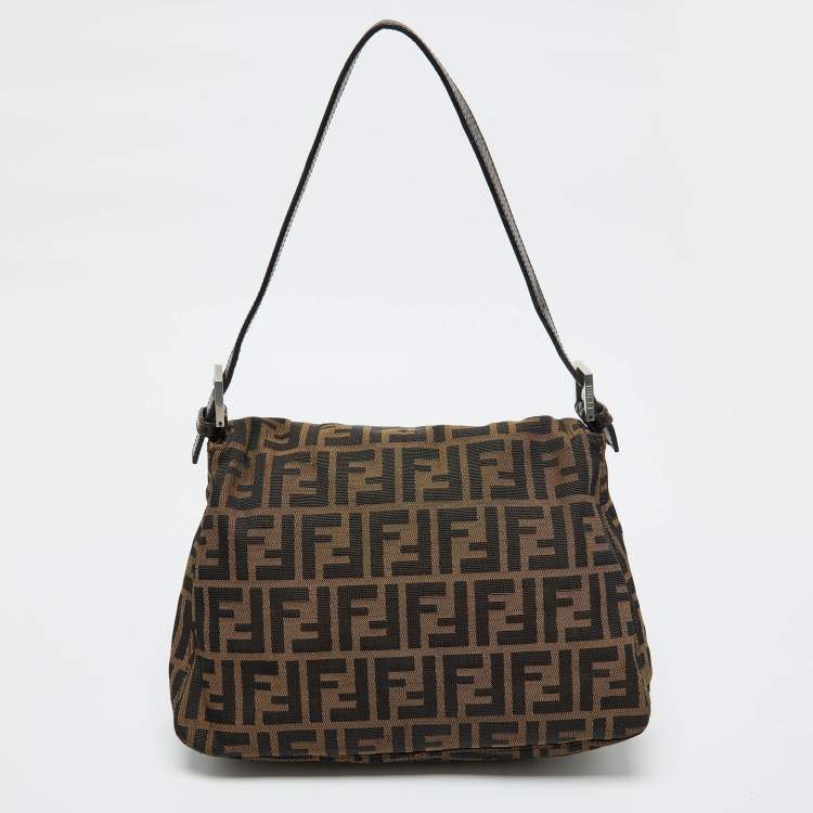 Pre Owned Fendi Tobacco Zucca Canvas and Leather Mama Baguette Bag