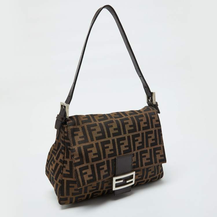 Pre Owned Fendi Tobacco Zucca Canvas and Leather Mama Baguette Bag