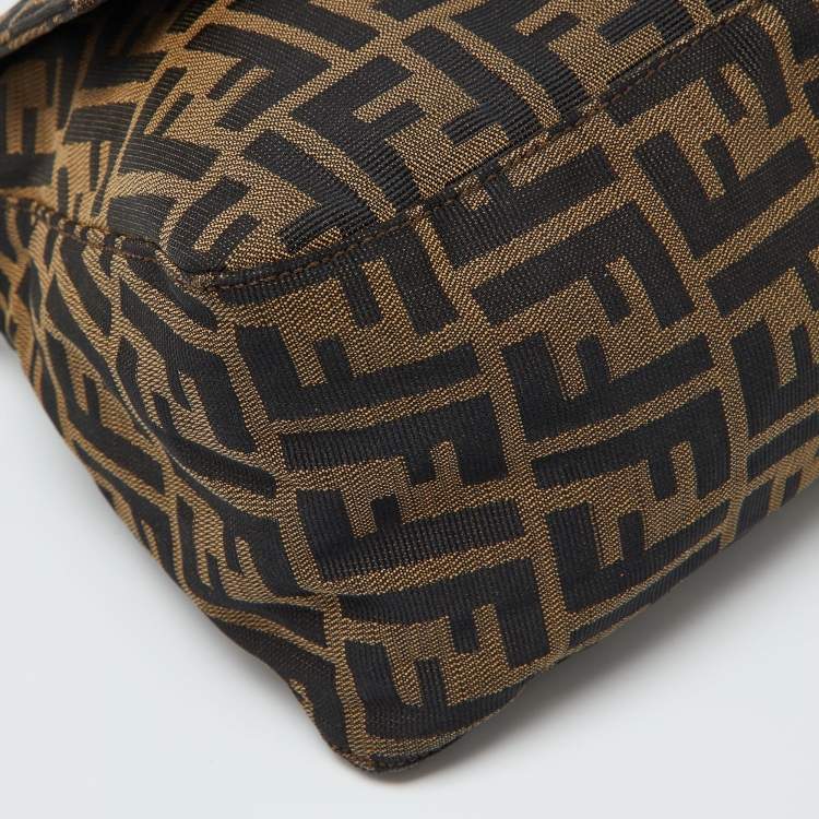 Pre Owned Fendi Tobacco Zucca Canvas and Leather Mama Baguette Bag
