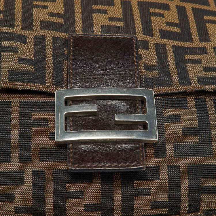 Pre Owned Fendi Tobacco Zucca Canvas and Leather Mama Baguette Bag