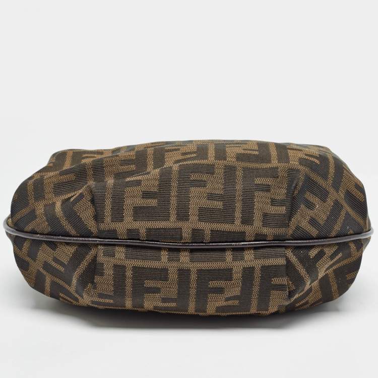Pre Owned Fendi Tobacco Zucca Canvas and Leather Small Chef Chain Link Hobo
