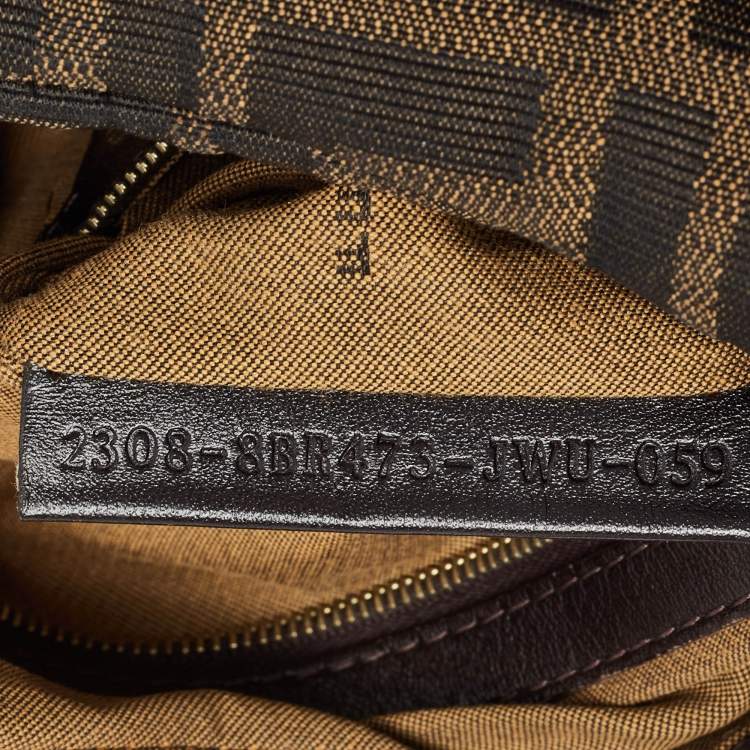 Pre Owned Fendi Tobacco Zucca Canvas and Leather Small Chef Chain Link Hobo