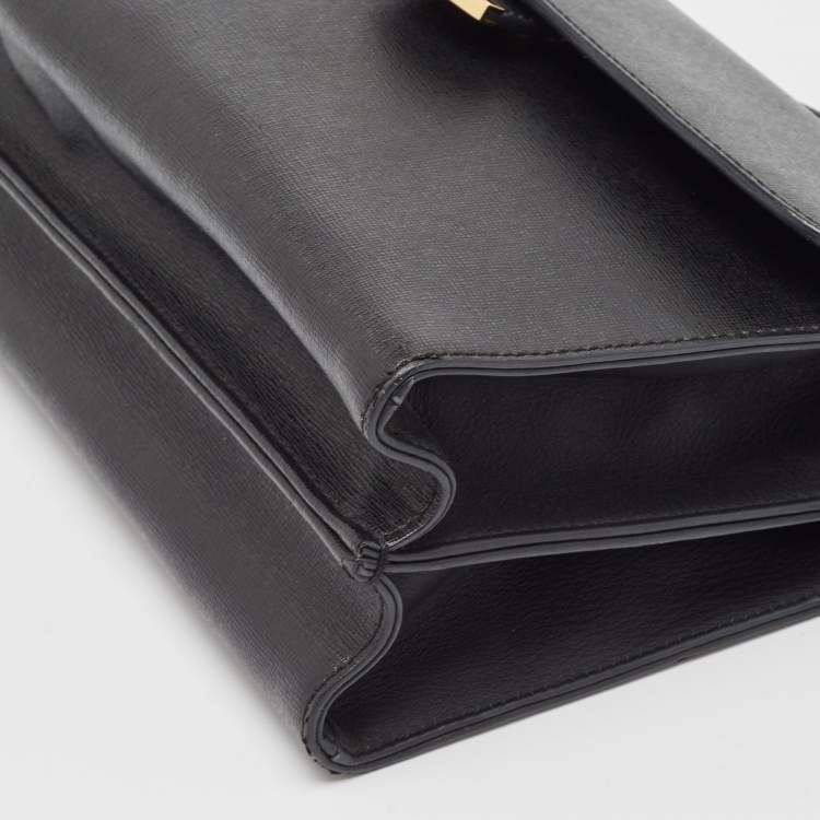 Pre Owned Fendi Black Leather Small Demi Jour Top Handle Bag