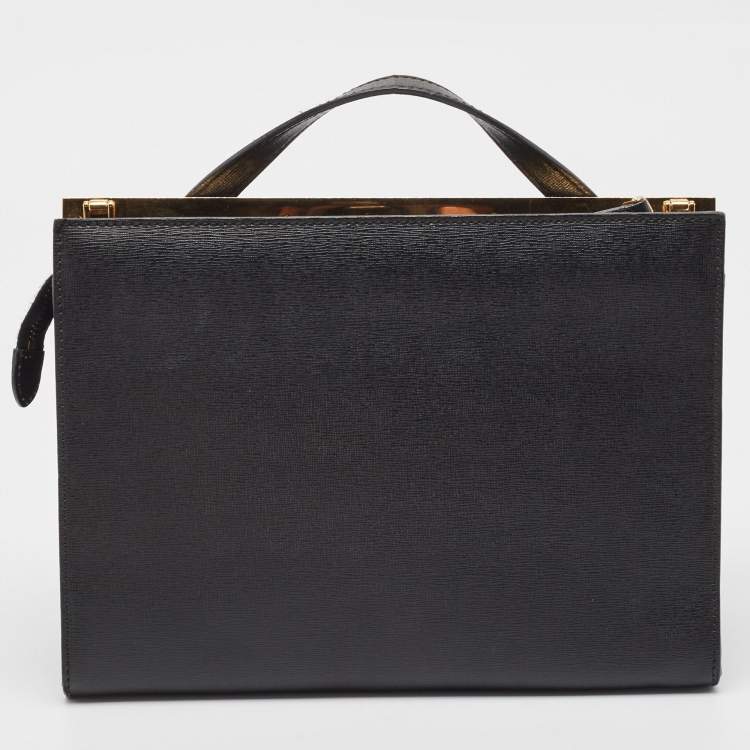 Pre Owned Fendi Black Leather Small Demi Jour Top Handle Bag