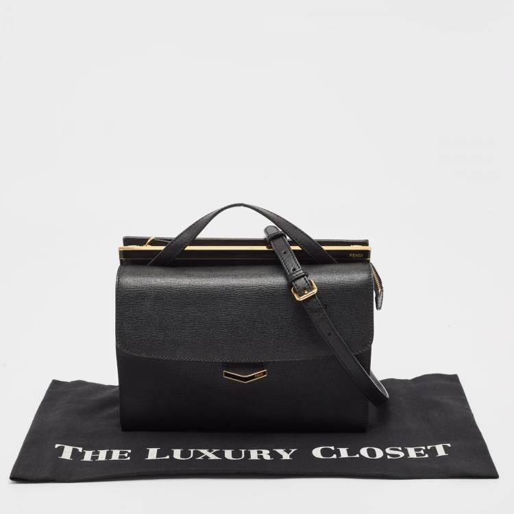 Pre Owned Fendi Black Leather Small Demi Jour Top Handle Bag