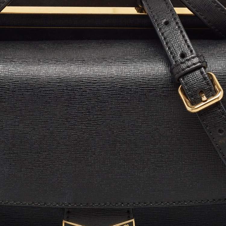 Pre Owned Fendi Black Leather Small Demi Jour Top Handle Bag