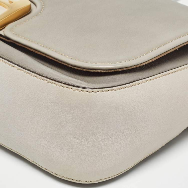 Pre Owned Fendi Two Tone Grey Leather Chameleon Shoulder Bag
