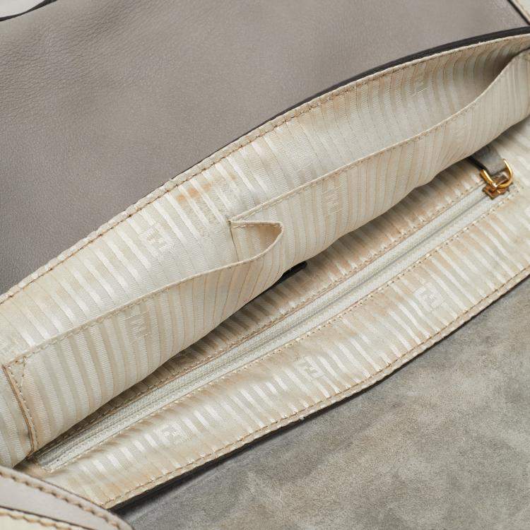 Pre Owned Fendi Two Tone Grey Leather Chameleon Shoulder Bag