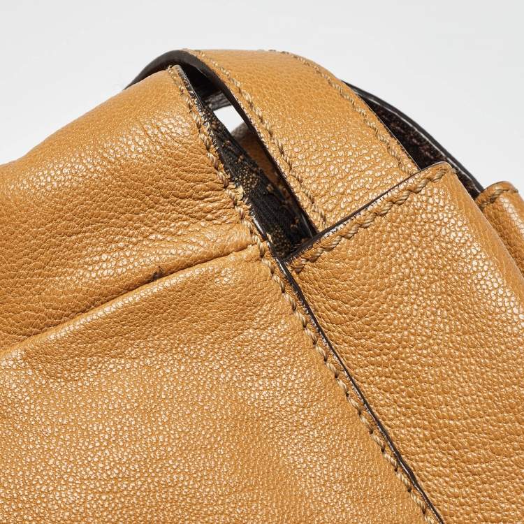Pre Owned Fendi Tan Leather Large Peekaboo Top Handle Bag