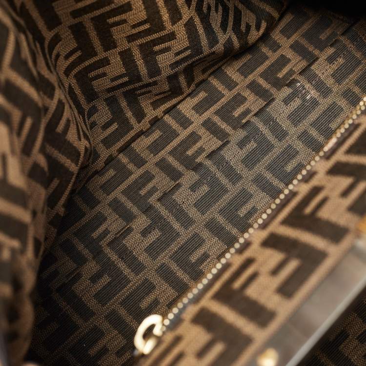 Pre Owned Fendi Tan Leather Large Peekaboo Top Handle Bag