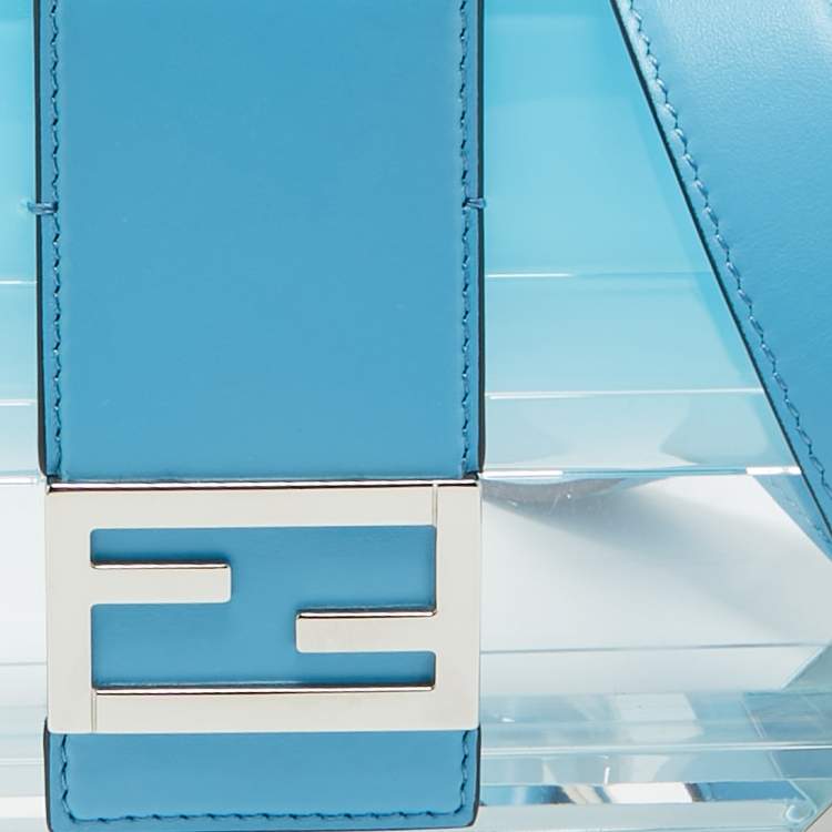 Pre Owned Fendi Ombre Blue Plexiglass and Leather Mini Trunk Baguette 