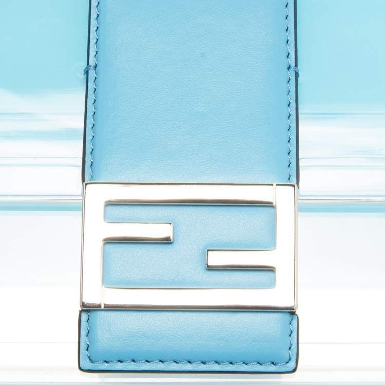 Pre Owned Fendi Ombre Blue Plexiglass and Leather Mini Trunk Baguette 