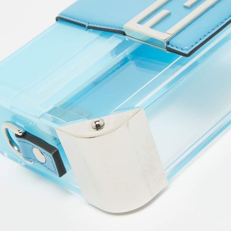 Pre Owned Fendi Ombre Blue Plexiglass and Leather Mini Trunk Baguette 