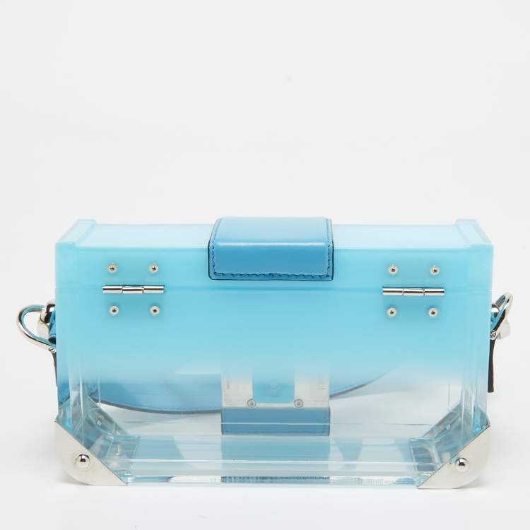 Pre Owned Fendi Ombre Blue Plexiglass and Leather Mini Trunk Baguette 