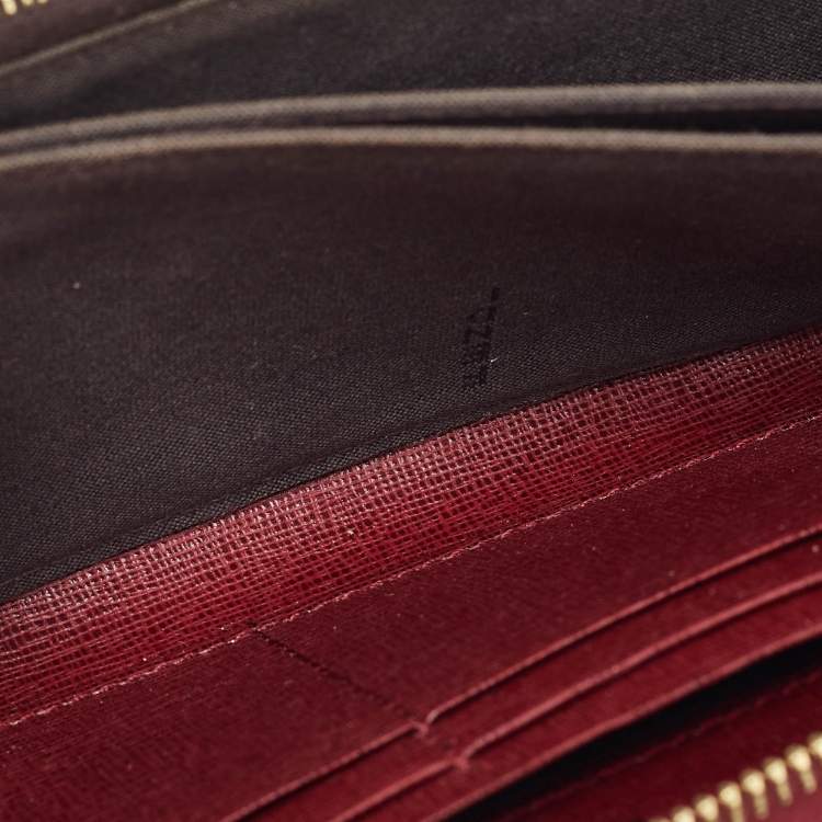 Pre Owned Fendi Red Leather Elite Zip Around Wallet