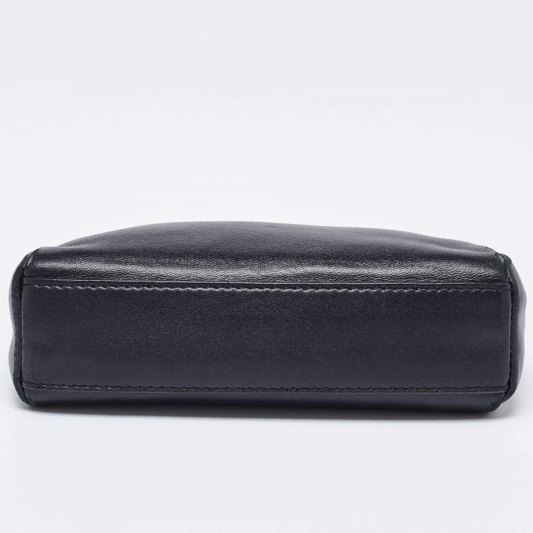 Pre Owned Fendi Black Leather Micro Peekaboo Top Handle Bag