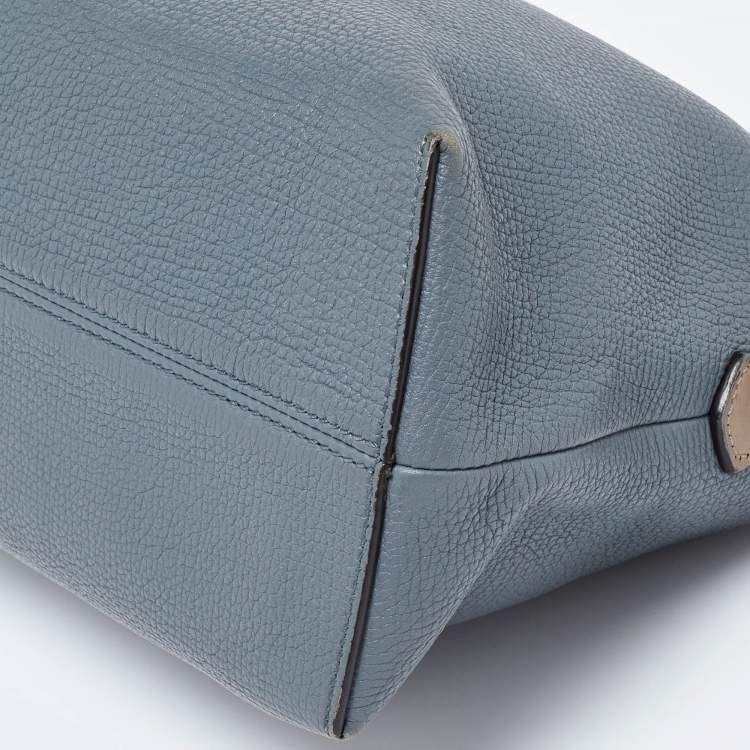 Pre Owned Fendi Blue/Beige Leather Medium By The Way Bag
