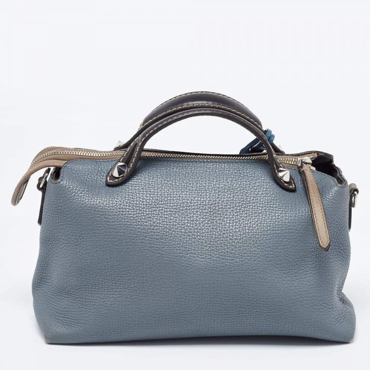 Pre Owned Fendi Blue/Beige Leather Medium By The Way Bag