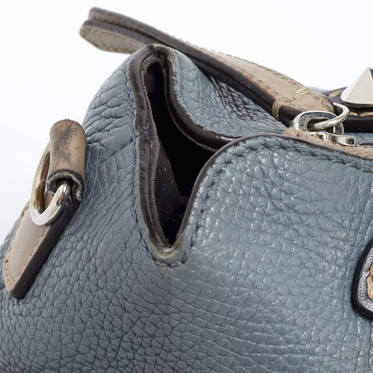 Pre Owned Fendi Blue/Beige Leather Medium By The Way Bag