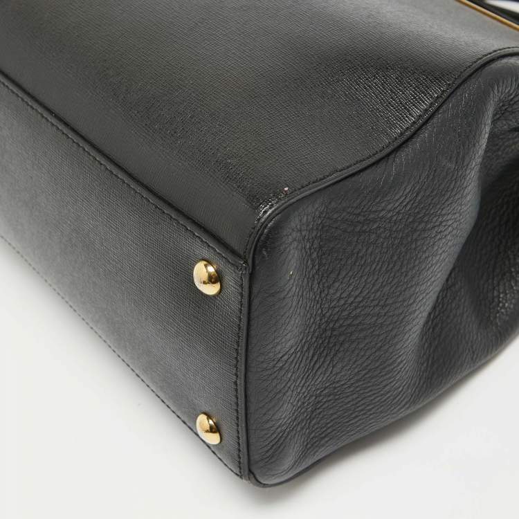Pre Owned Fendi Black Leather Small 2Jours Tote