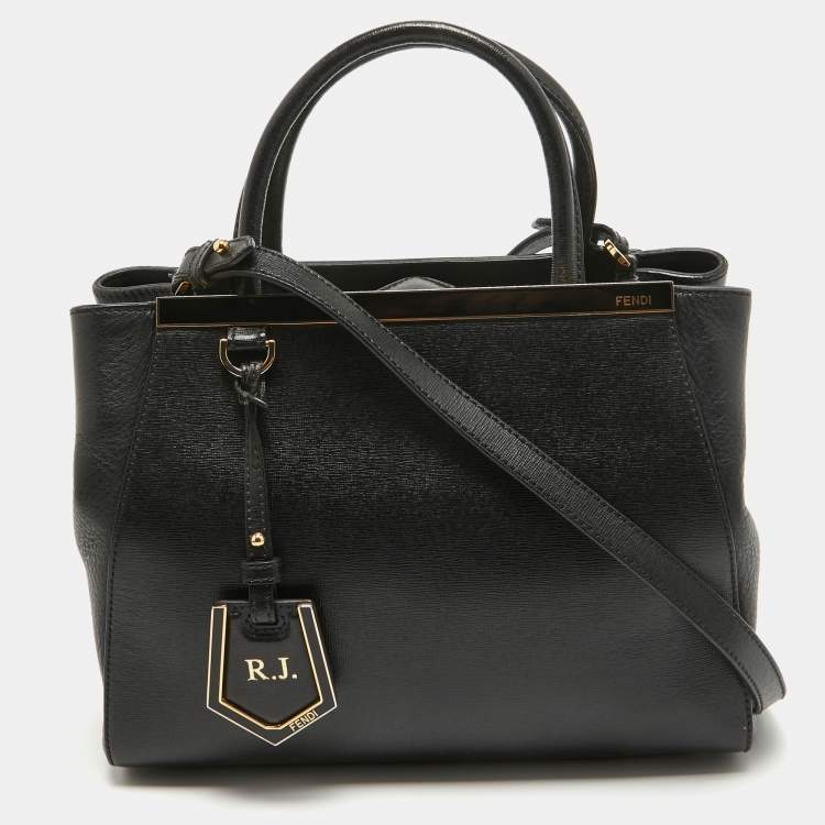 Pre Owned Fendi Black Leather Small 2Jours Tote