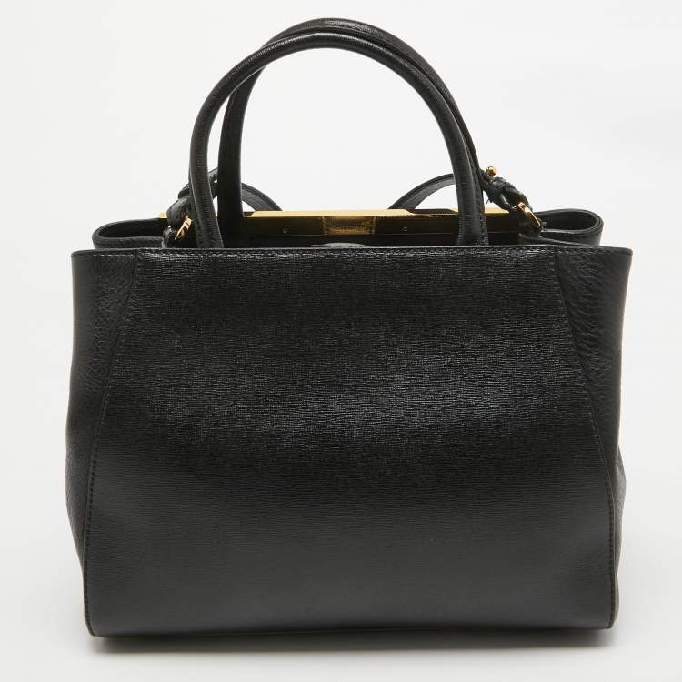 Pre Owned Fendi Black Leather Small 2Jours Tote