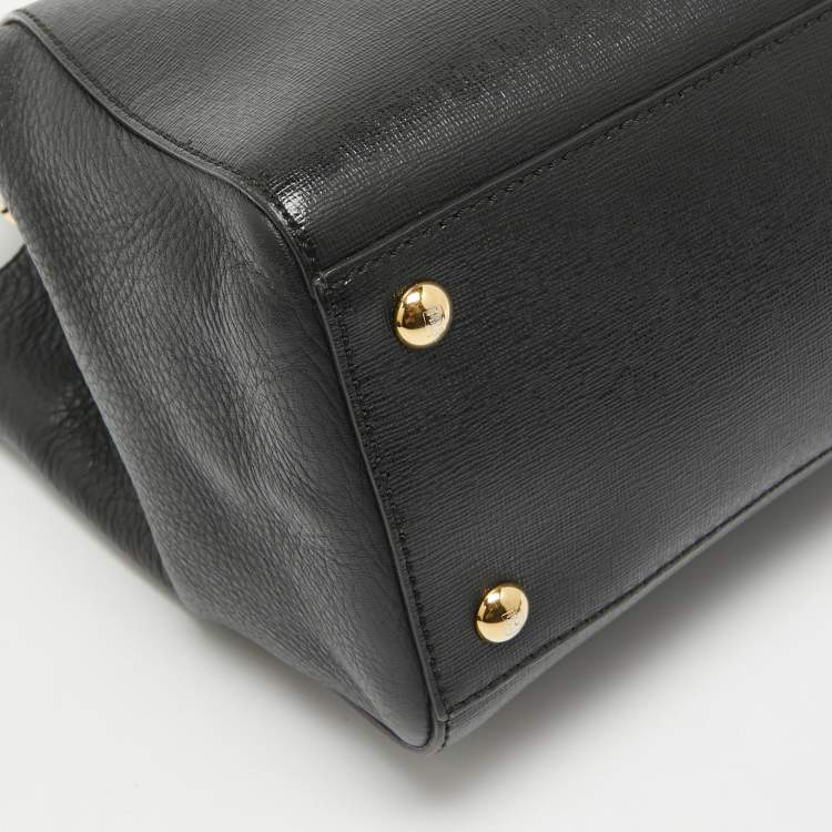 Pre Owned Fendi Black Leather Small 2Jours Tote